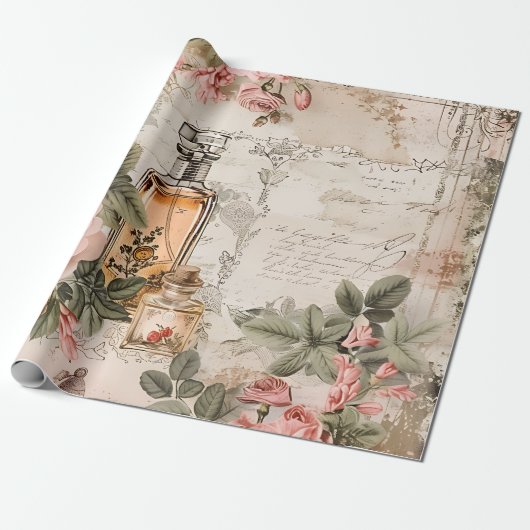 Vintages Viktorianisches Parfümdekoupage Geschenkpapier (Ungerollt)