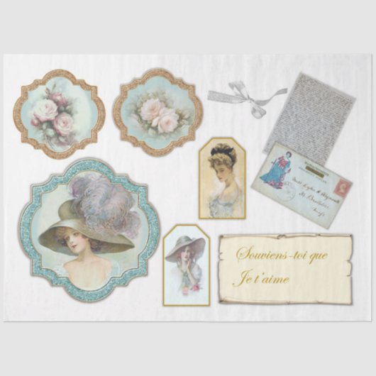 Vintages Viktorianisches Pariser Seriendesign 10 Seidenpapier (Vorderseite)