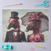 Vintages Viktorianisches Pferdepaar Decoupage Seidenpapier (Basteln)