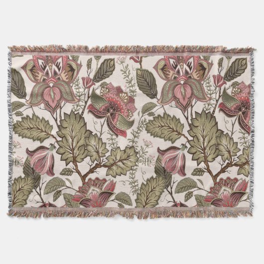 Vintages viktorianisches rosa Blumenmuster Decke (Vorderseite)