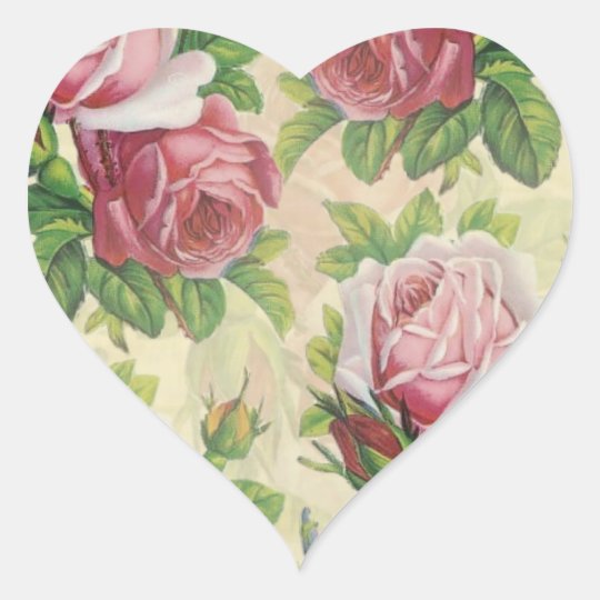 Vintages Viktorianisches Rosa Und Rote Rosen Herz Aufkleber Zazzle De