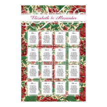 Vintages Viktorianisches Rot und Grünes Floral Chi