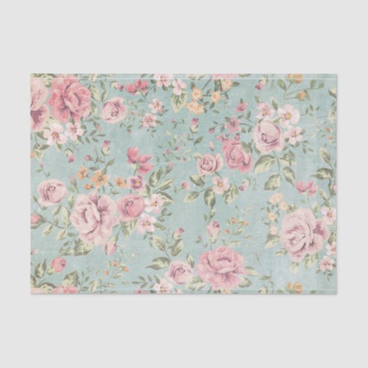 Vintages viktorianisches Shabby Chic blass blühend Seidenpapier (Vorderseite)