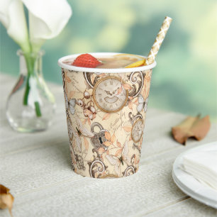 Vintages Viktorianisches Shabby Chic Ländermuster Pappbecher