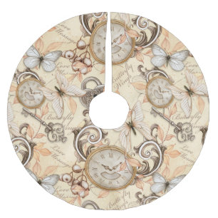 Vintages Viktorianisches Shabby Chic Ländermuster Polyester Weihnachtsbaumdecke