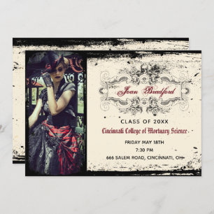 Vintages Viktorianisches Skull-Abschluss-Foto Einladung