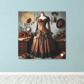 Vintages Viktorianisches Steampunk Lady Detry Dres Leinwanddruck (Insitu (Holzboden))