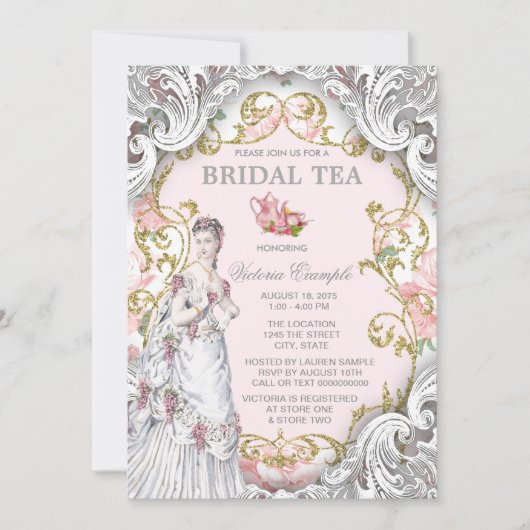 Vintages Viktorianisches Tee-Party Einladung (Vorderseite)