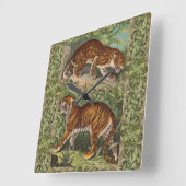 Vintages Viktorianisches Tiger und Leopard Quadratische Wanduhr (Winkel)