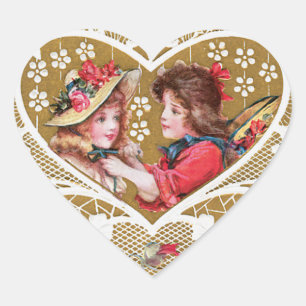 Vintages Viktorianisches Valentin Herz-Aufkleber
