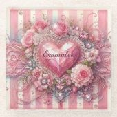 Vintages Viktorianisches Valentinherz Glasuntersetzer (Vorderseite)