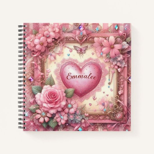 Vintages Viktorianisches Valentinherz Notizblock (Vorderseite)