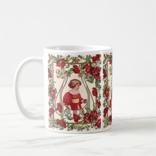 Vintages Viktorianisches Valentintagskind mit Rose Kaffeetasse (Links)