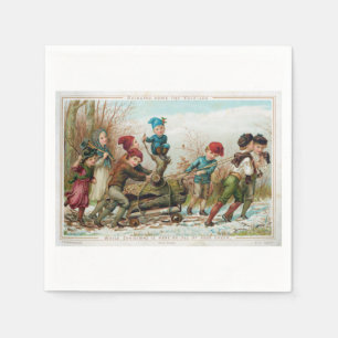 Vintages Viktorianisches Weihnachten-Logbuch Napki Serviette