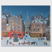 Vintages Viktorianisches Weihnachtsdorf Geschenkpapier (Flach)