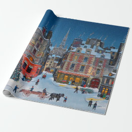 Vintages Viktorianisches Weihnachtsdorf Geschenkpapier