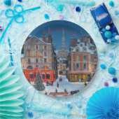 Vintages Viktorianisches Weihnachtsdorf Pappteller (Party)