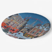 Vintages Viktorianisches Weihnachtsdorf Pappteller (Schrägansicht)