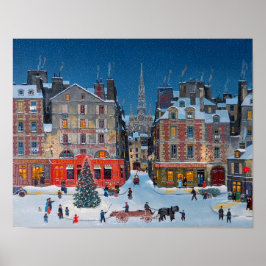 Vintages Viktorianisches Weihnachtsdorf Poster