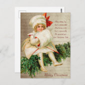 Vintages Viktorianisches Weihnachtskind mit Baum Postkarte (Vorne/Hinten)