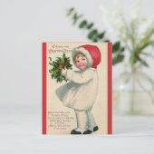 Vintages Viktorianisches Weihnachtskind mit Holly Postkarte (Stehend Vorderseite)