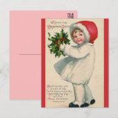 Vintages Viktorianisches Weihnachtskind mit Holly Postkarte (Vorne/Hinten)