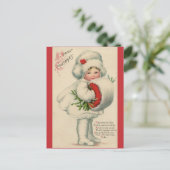 Vintages Viktorianisches Weihnachtskind mit Mistle Postkarte (Stehend Vorderseite)