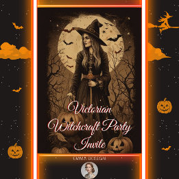 Vintages Viktorianisches Witchcraft-Halloween-Part Einladung