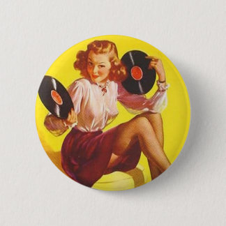 Vintages Vinylmädchen Button