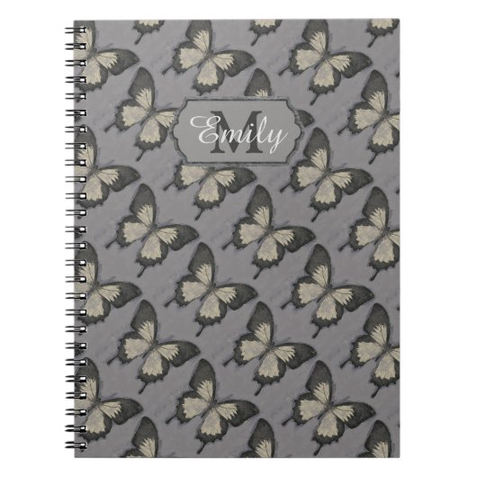 Vintages Violet-Schmetterlingsmuster Personalisier Notizblock (Vorderseite)