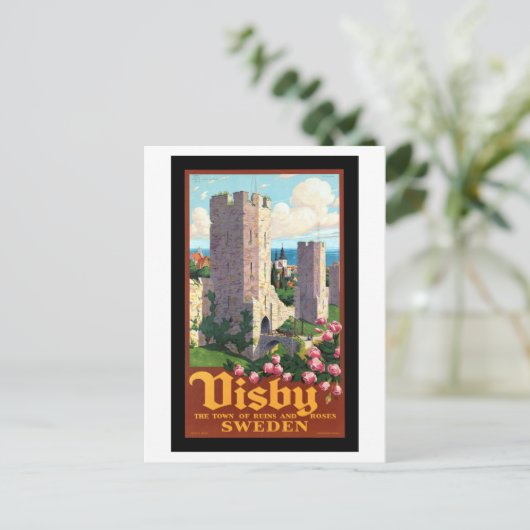 Vintages Visby Schweden Reisen Postkarte (Stehend Vorderseite)