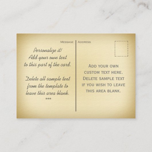 Vintages Visitenkarte (Rückseite)