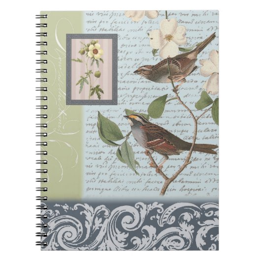 Vintages Vogel… Notizbuch Notizblock (Vorderseite)