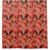 Vintages Vogelbild - rosa Duschvorhang (Vorderseite)