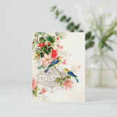 Vintages Vogeldesign, französisches Design Postkarte (Stehend Vorderseite)