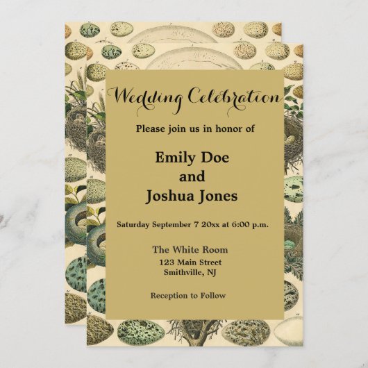 Vintages Vogeleier Nest Malereieier Einladung (Vorne/Hinten)