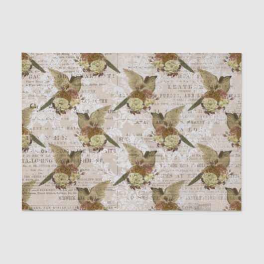 Vintages Vogelgefecht-Dekoupage-Tissue Seidenpapier (Vorderseite)