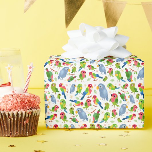 Vintages Vogelmuster, farbenfrohe Muster Geschenkpapier (Geburtstagsparty)