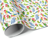 Vintages Vogelmuster, farbenfrohe Muster Geschenkpapier (Rolleneckpunkt)