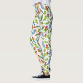 Vintages Vogelmuster, farbenfrohe Muster Leggings (Links)