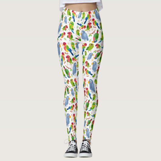 Vintages Vogelmuster, farbenfrohe Muster Leggings (Vorderseite)