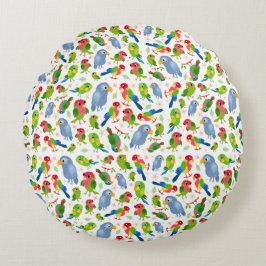 Vintages Vogelmuster, farbenfrohe Muster Rundes Kissen