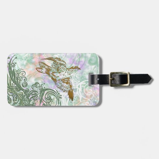 Vintages Vogelmuster Gepäckanhänger (Vorderseite horizontal)