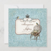 Vintages Vogelnest im Stuhl, Einladung zur Hochzei (Rückseite)