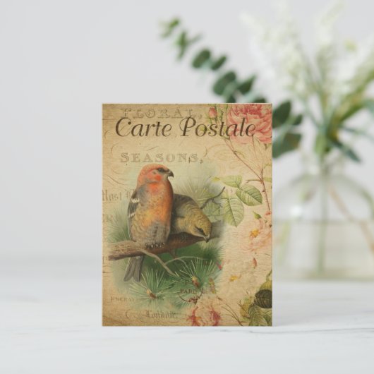 Vintages Vogelparadies Postkarte (Stehend Vorderseite)