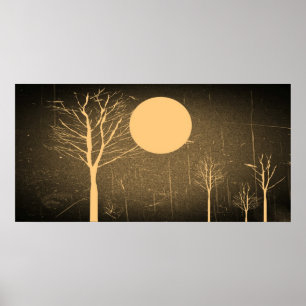 Vintages Vollmond-Nachtplakat Poster