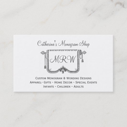 Vintages Vorhang Tassle Visitenkarte (Vorderseite)