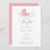 Vintages Wagenmädchen SIP & SEE Einladung (Vorne/Hinten)