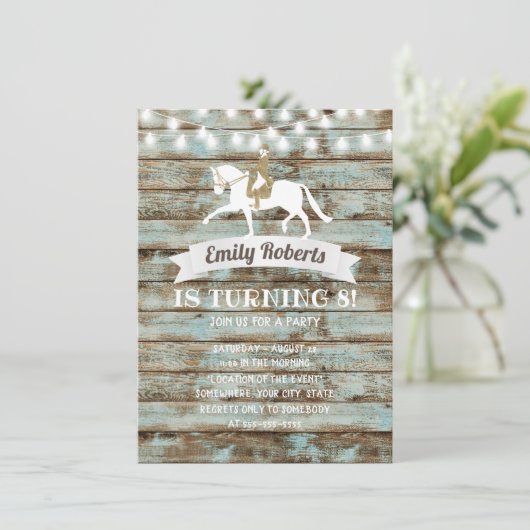 Vintages Wald Reitpferd Geburtstag Einladung (Stehend Vorderseite)