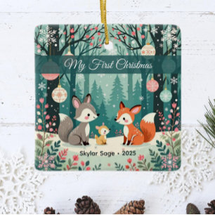 Vintages Waldbaby Keramikornament